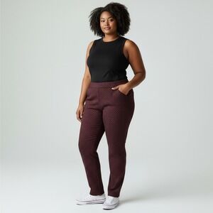 Perfect Stretch by Chico's Pants Burgundy Geometric Pattern Size 2.5